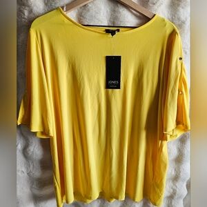 Jones New York Signature Women's Knit Top Color Sunflower Yellow Size XL